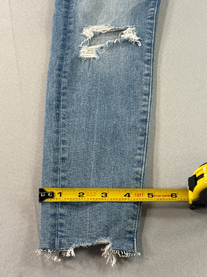 American Eagle Next Level Jegging Jeans 00 X-Short Distressed Raw Hem Blue