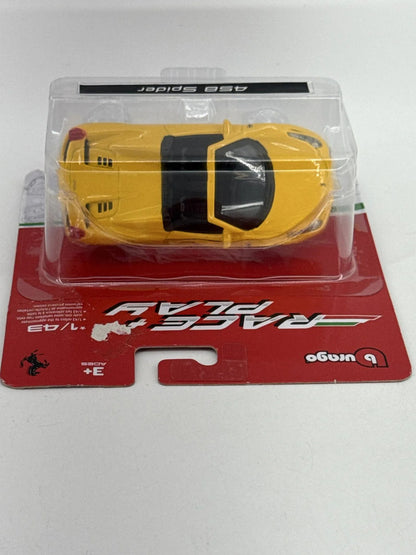 Burago Ferrari 458 Spider 1:43 Diecast Yellow Race Play Model Car New Sealed