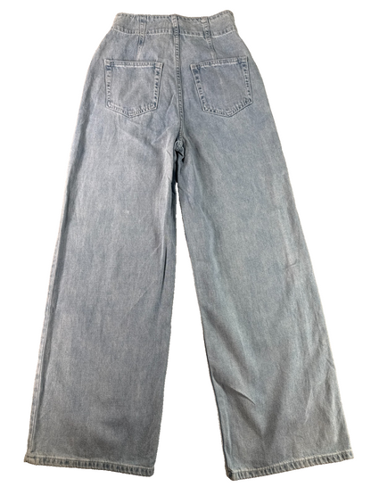 Air Space Lady S Wide Leg Jeans Light Wash High Rise Baggy Denim Y2K Boho