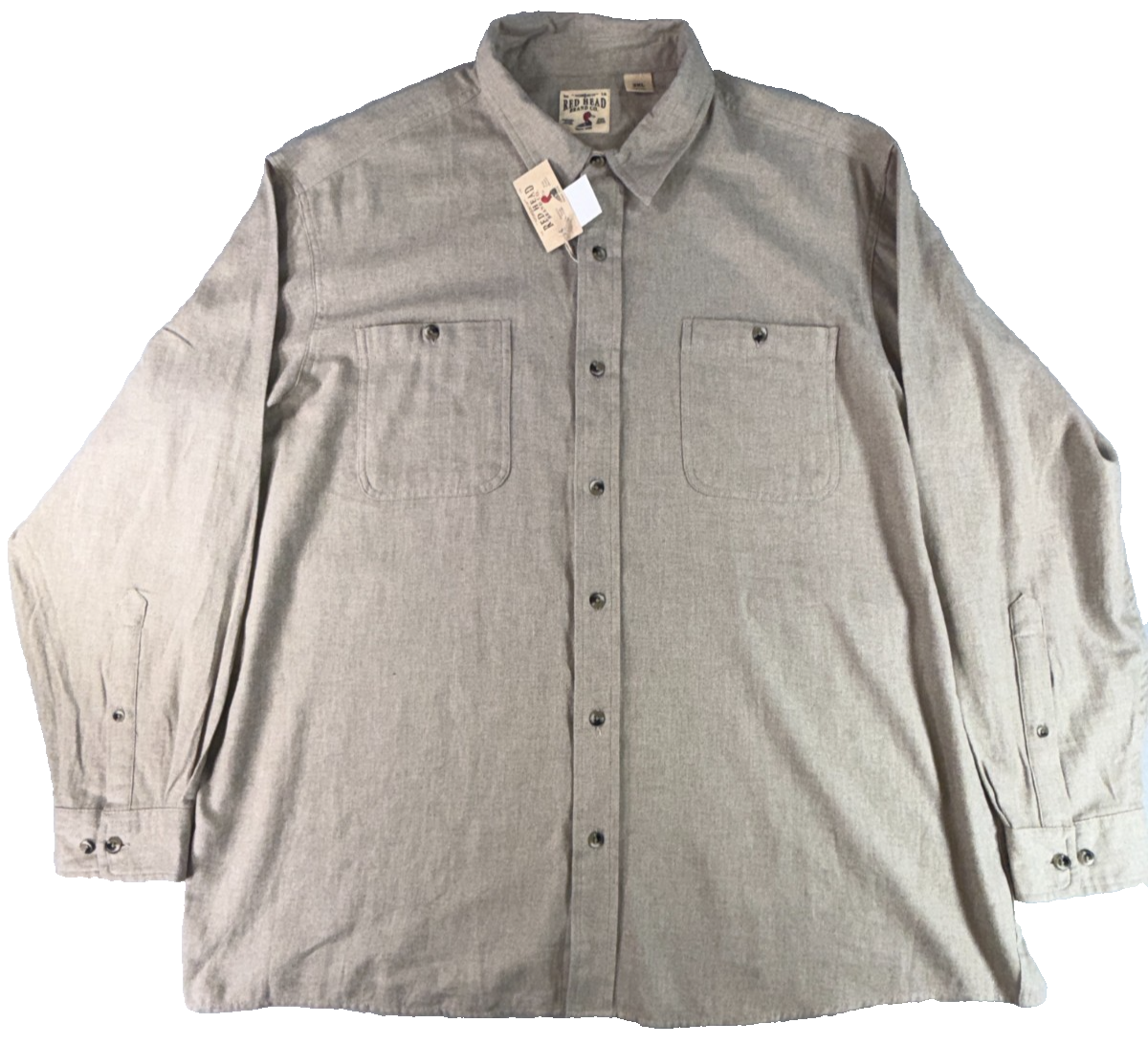 RedHead Brand Co Mens 3XL Oatmeal Button Up Shirt Long Sleeve Flannel Chamois