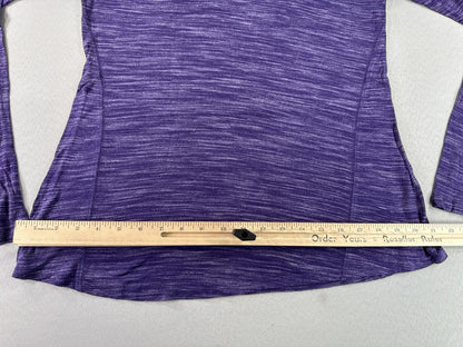 Tek Gear Heathered Long Sleeve Crewneck Top Womens Purple Rayon Polyester M