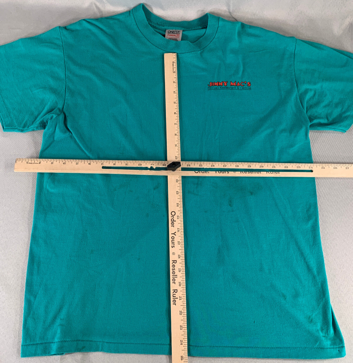 VTG Oneita Jimmy Mac’s Cantina T-Shirt Sz XL Teal Green Margarita Mexico Bar Tee