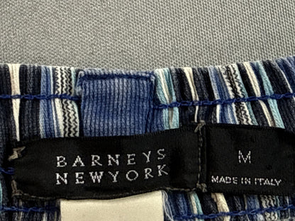BARNEYS YORK Striped Elastic Waist Shorts M Blue 100% COTTON Regular Fit Men
