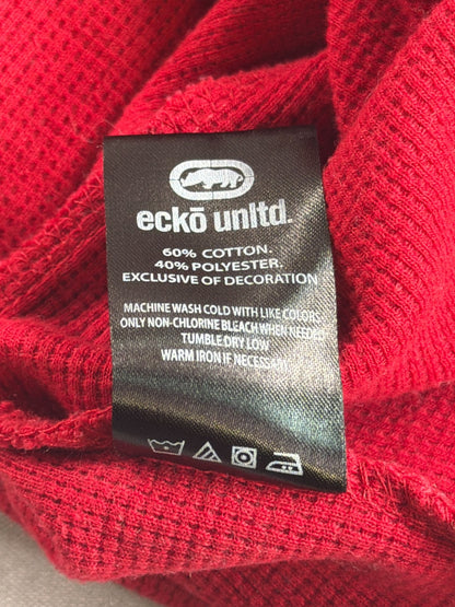 Ecko Unltd Thermal Waffle Knit Shirt Mens 3XL Red Long Sleeve Y2K Streetwear