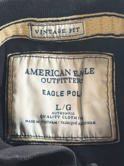 American Eagle Outfitters Eagle Polo Mens Large Navy Blue Vintage Fit Pique Tee