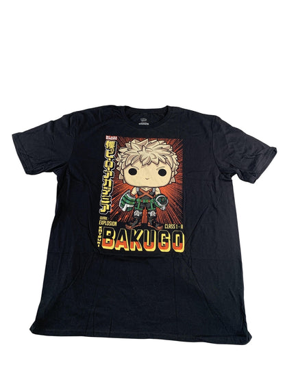 My Hero Academia Shirt Mens XL Black Katsuki Bakugo Funko Pop Tees Anime Graphic