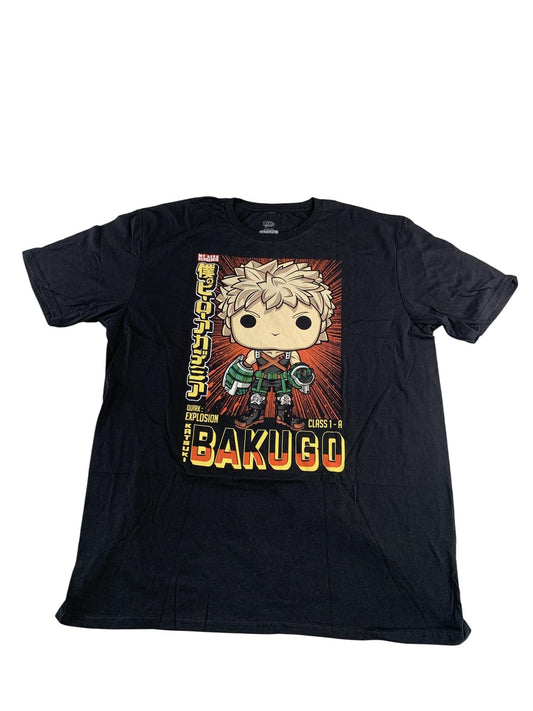 My Hero Academia Shirt Mens XL Black Katsuki Bakugo Funko Pop Tees Anime Graphic