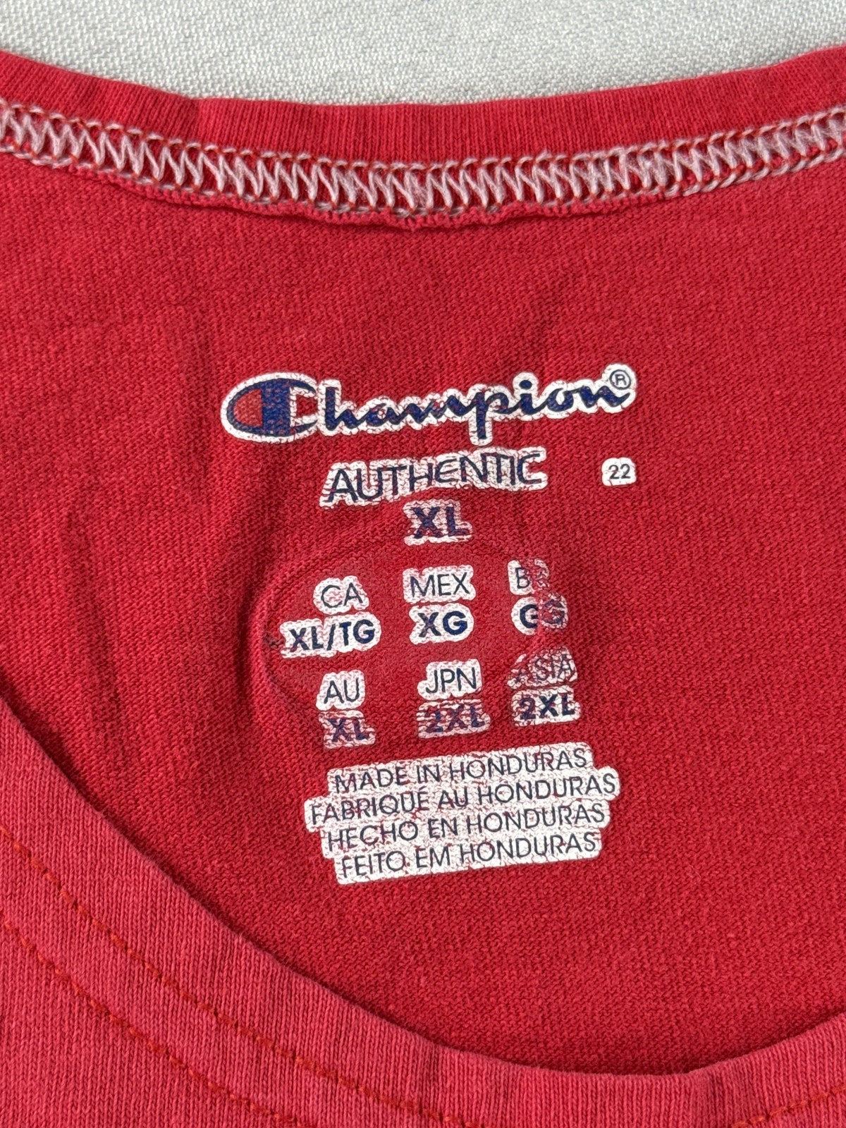 Champion T2238 Tank Top XL Red 100% Cotton Scoop Neck Sleeveless Athletic Logo