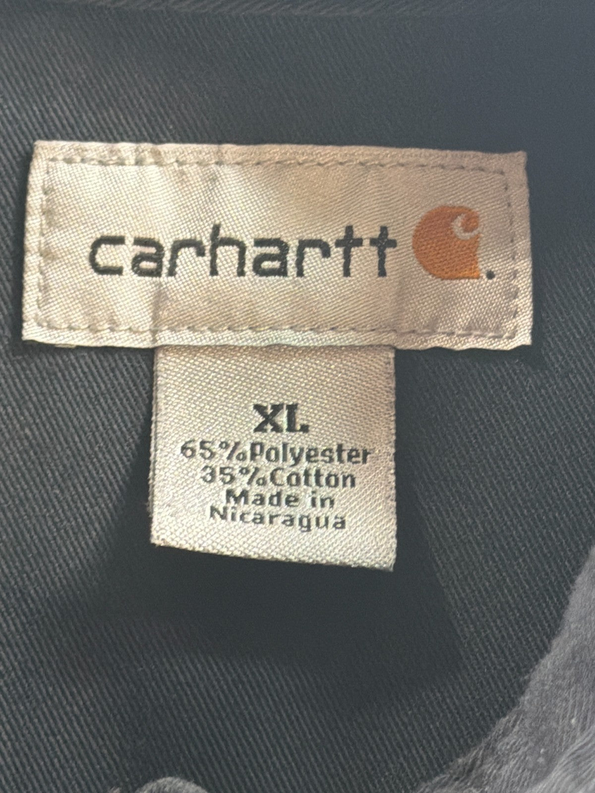 Carhartt Short Sleeve Work Shirt Black XL S223 Button Front Dual Pockets Men