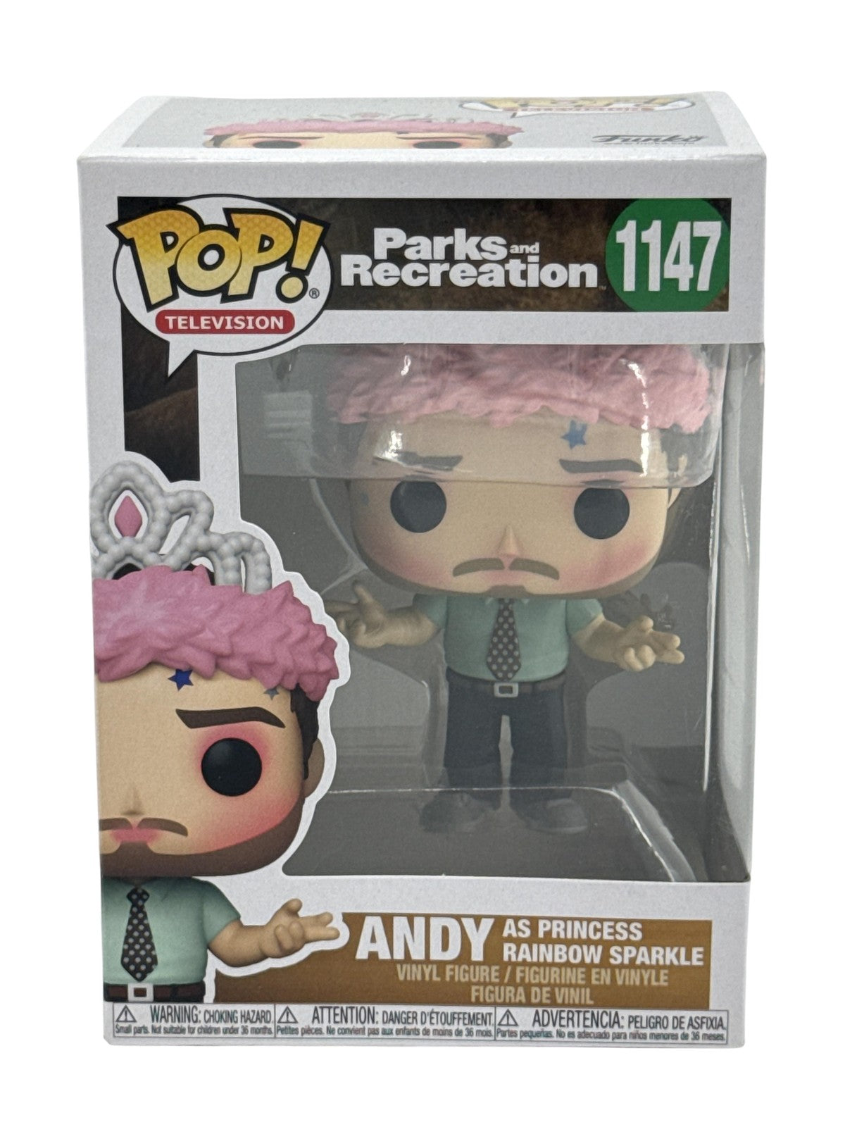 Funko Pop TV Parks And Recreation 1147 Andy Princess Rainbow Sparkle Vinyl White