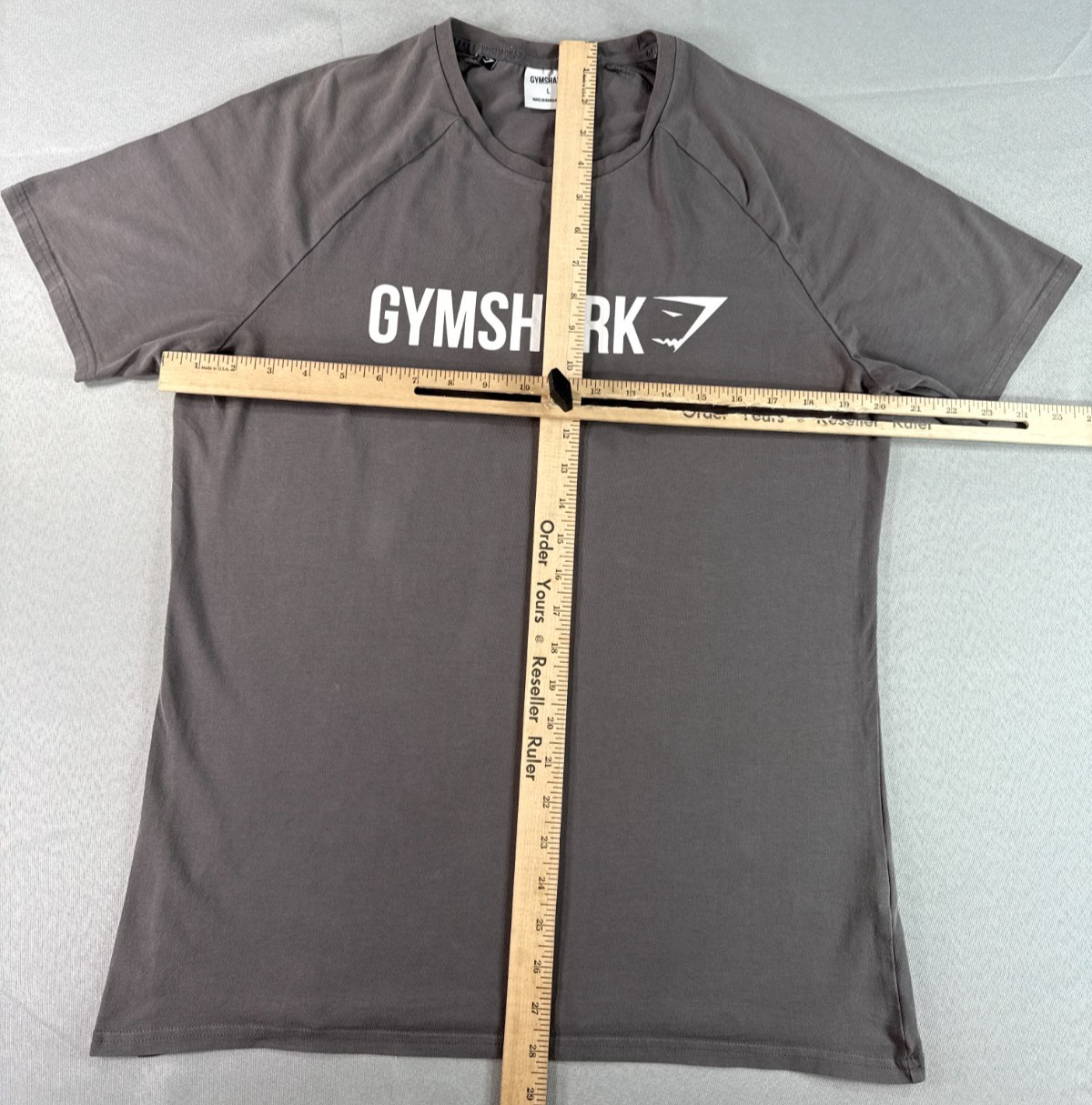 Gymshark Apollo Mens Large Charcoal Gray Muscle Fit Raglan Logo Workout T-Shirt