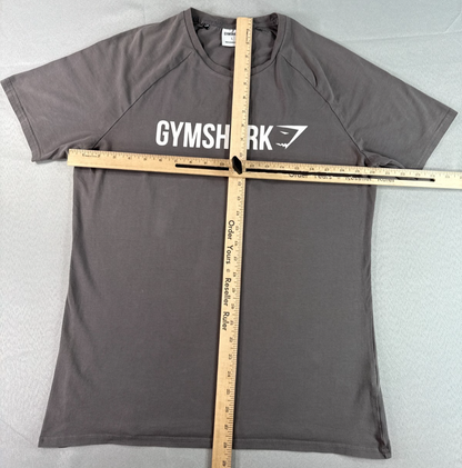 Gymshark Apollo Mens Large Charcoal Gray Muscle Fit Raglan Logo Workout T-Shirt