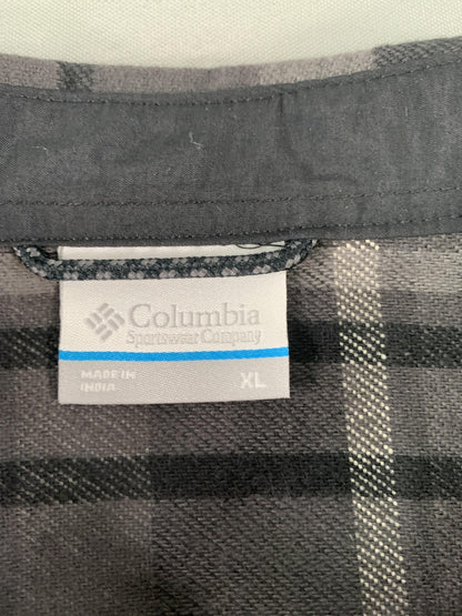 Columbia Shirt Mens XL Gray Plaid Pitchstone Heavyweight Flannel II Button Down