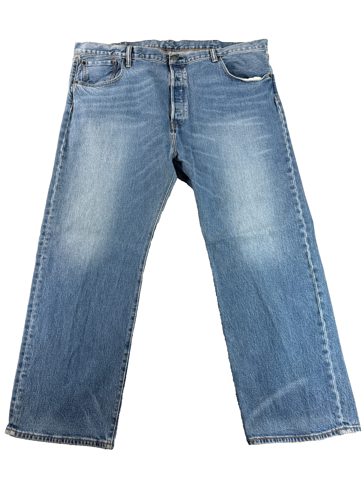Levi's 501 Men's Medium Wash Blue Denim Straight Leg Button Fly Jeans W44 L30 VT