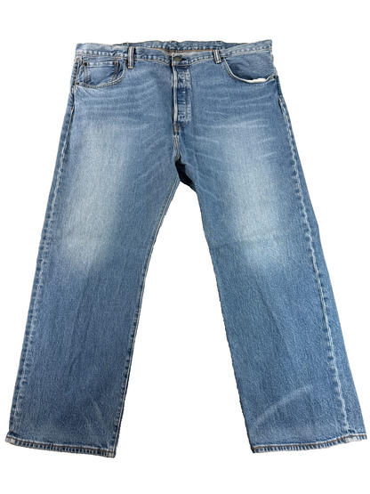 Levi's 501 Men's Medium Wash Blue Denim Straight Leg Button Fly Jeans W44 L30 VT