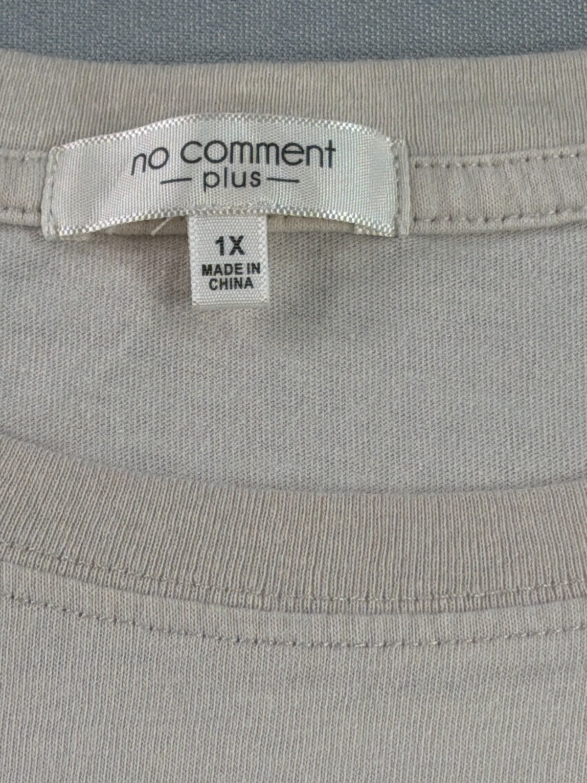 No Comment Plus Teddy Bear Graphic Tee Womens 1X Beige Los Angeles Cute Shirt