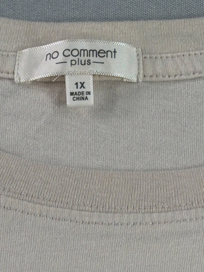 No Comment Plus Teddy Bear Graphic Tee Womens 1X Beige Los Angeles Cute Shirt