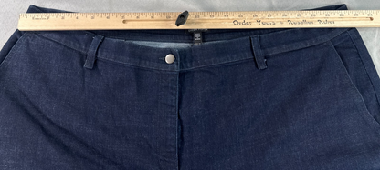 Eileen Fisher Denim Wide Leg Crop Pants Womens XL Blue Organic Cotton Stretch