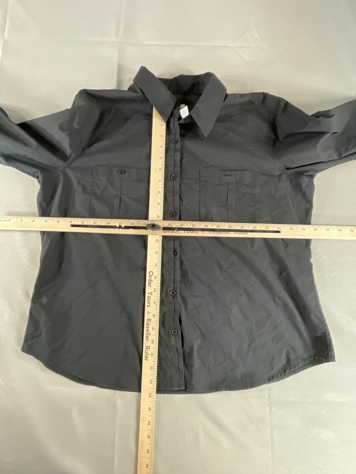 Chicos Shirt Womens Size 3 Black Button Down Long Sleeve Pockets Casual Top 67