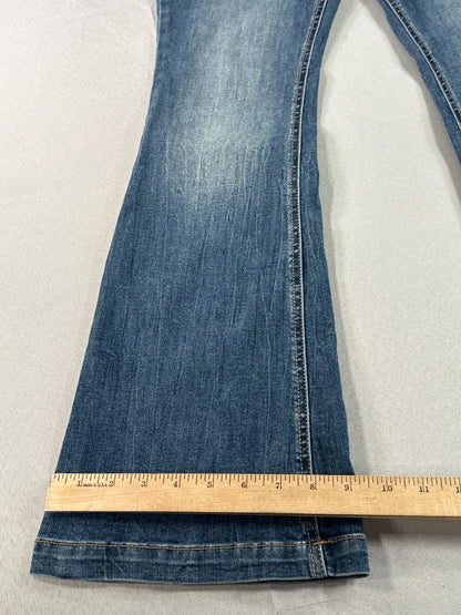 Art Class Girls Flare Jeans Size 16 Blue Stretch Denim Wide Leg Boho Y2K