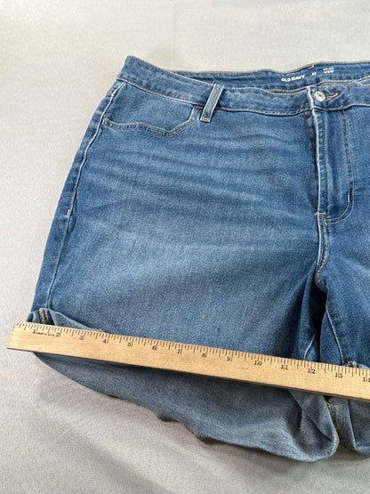 Old Navy Jean Shorts Womens 22 Denim High Rise Wow Rolled Hem Blue Medium Wash