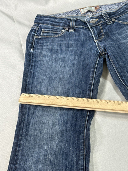 Paige Bootcut Jeans Womens 25 Blue Cotton Polyester Regular Fit Dark Wash Mid