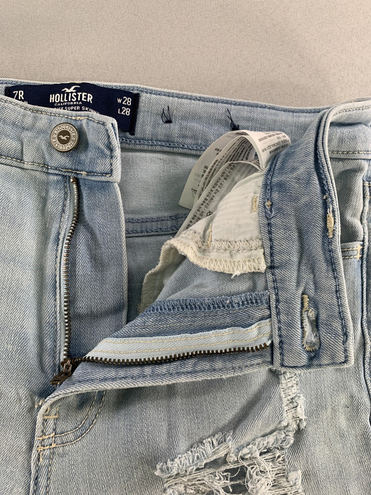 Hollister Jeans Womens 28 Light Blue High-Rise Super Skinny Distressed Ripped 7R