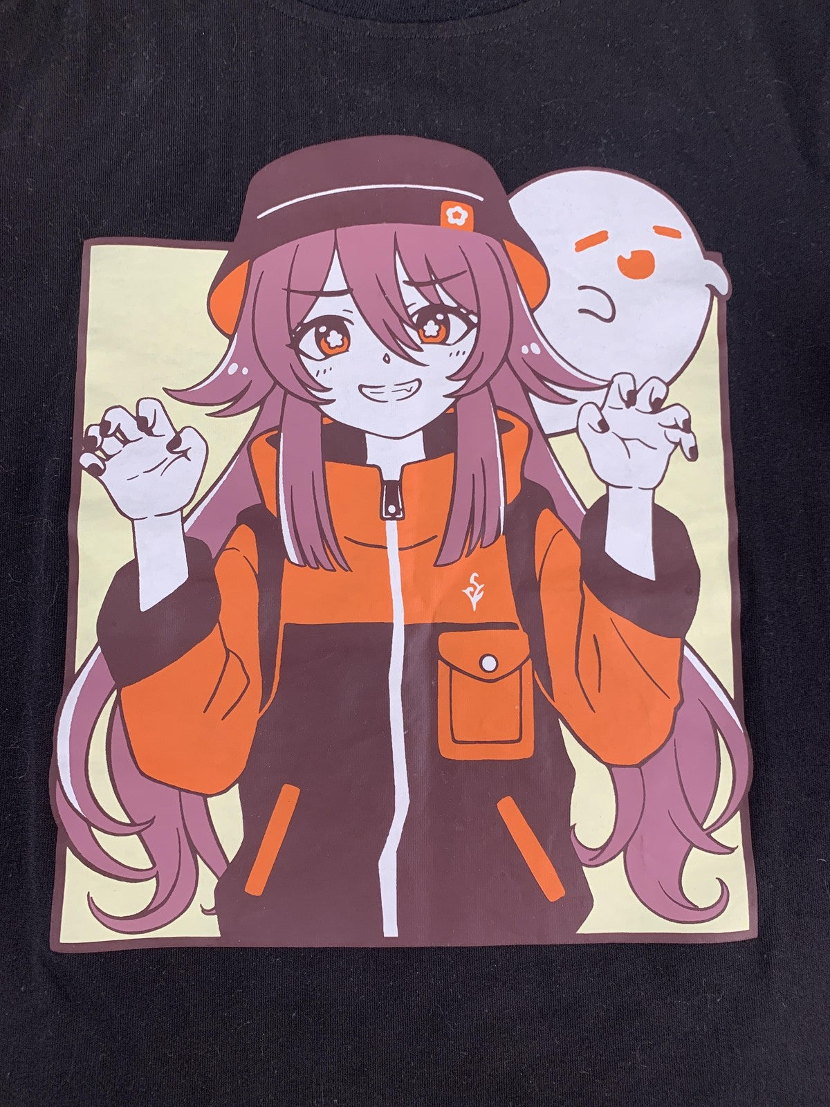 Suugr Studio Shirt Mens Small Black Anime Girl Ghost Halloween Graphic Tee Top