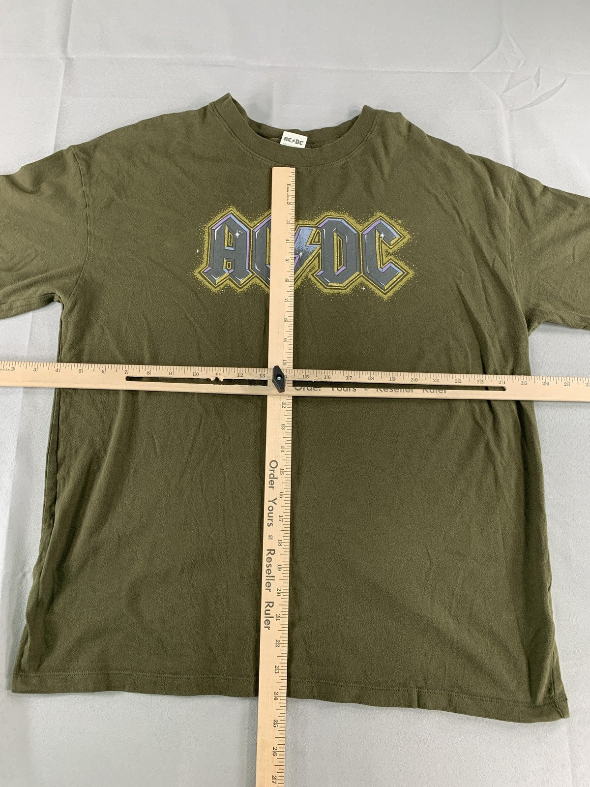 ACDC Shirt Mens Medium Olive Green American Eagle Band Tee Rock Music Graphic