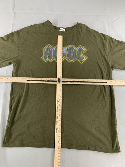 ACDC Shirt Mens Medium Olive Green American Eagle Band Tee Rock Music Graphic