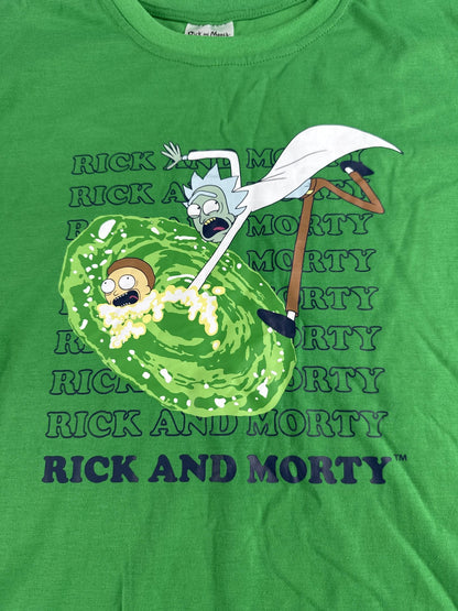 Rick and Morty Shirt Mens Medium Green Cartoon TV Portal Graphic Tee T-Shirt