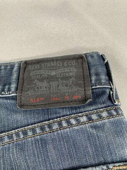 Levis 514 Jeans Mens 26x29.5 Blue Slim Straight Red Tab Denim Mid Rise Classic