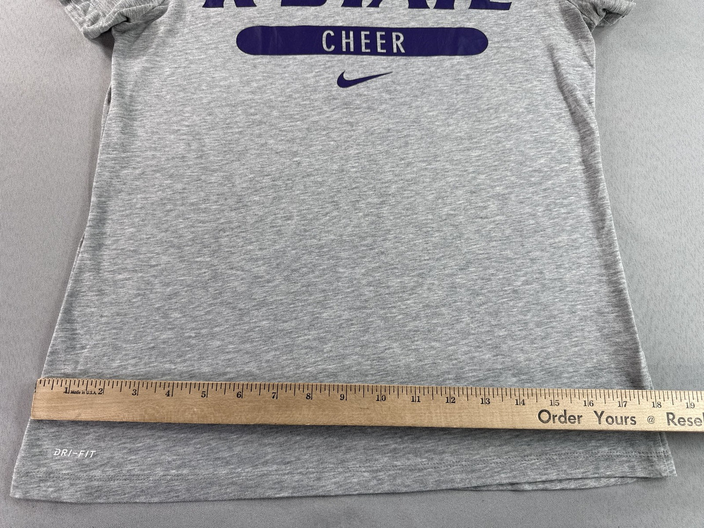 Nike K State Dri Fit Tee S Gray Polyester Athletic Crewneck Short Sleeve