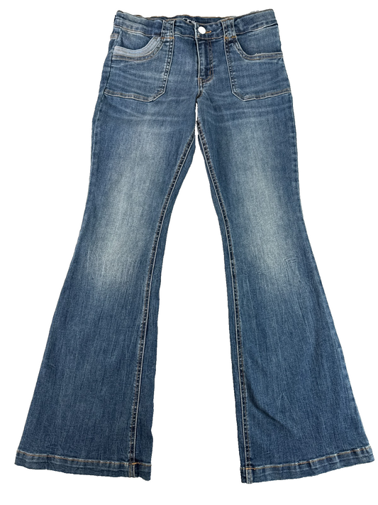 Art Class Girls Flare Jeans Size 16 Blue Stretch Denim Wide Leg Boho Y2K