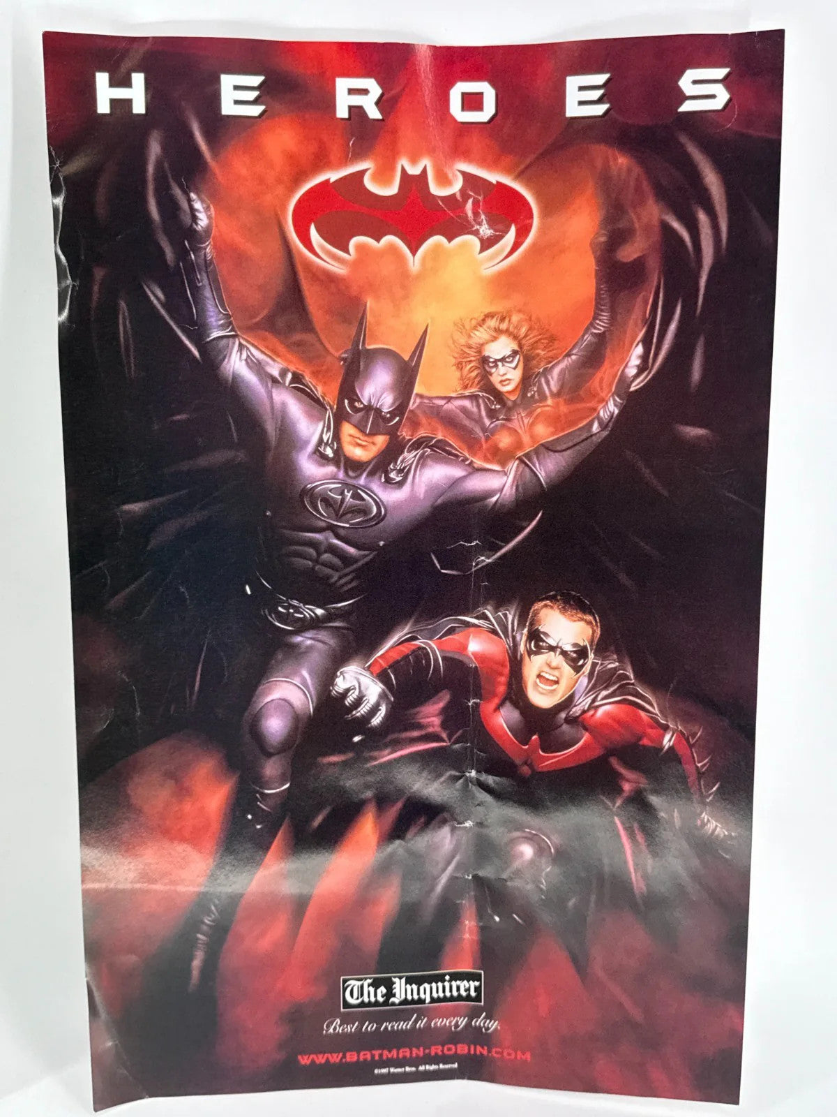 1997 Batman amp Robin Movie Poster Lot x2 The Inquirer Promo 11x16 5 Heroes DC