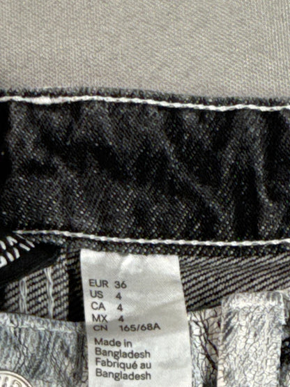 H&M White Crackle Coated Jeans Womens 4 Straight Leg High Rise Festival