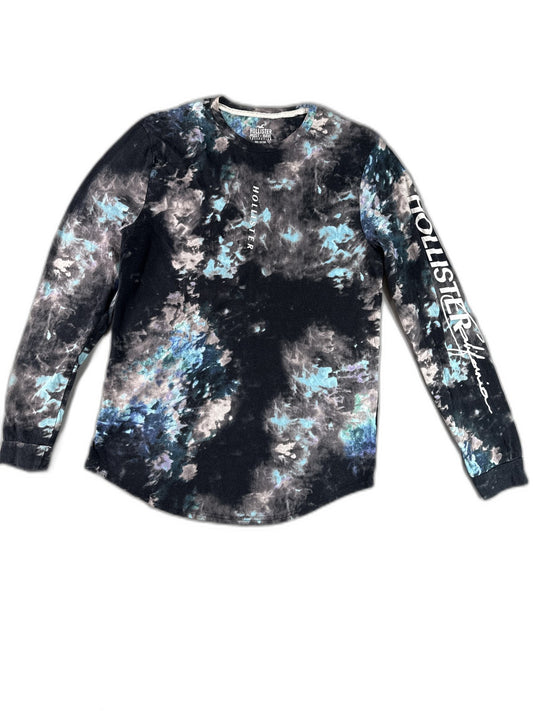 Hollister Tie Dye Long Sleeve Shirt 28 in Black Blue Multicolor Cotton Crewneck