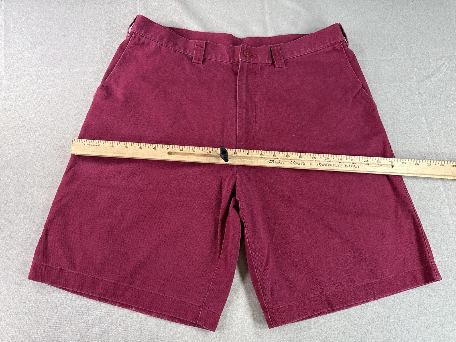 ASHWORTH AM 6174R Chino Shorts W36 Maroon 100% Cotton Pleated Thailand Golf