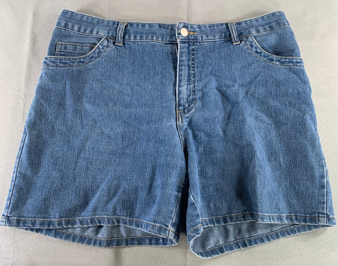 Cherokee Blue Jean Shorts Womens 12 Stretch Denim Mid Rise 5 Pocket Casual Class