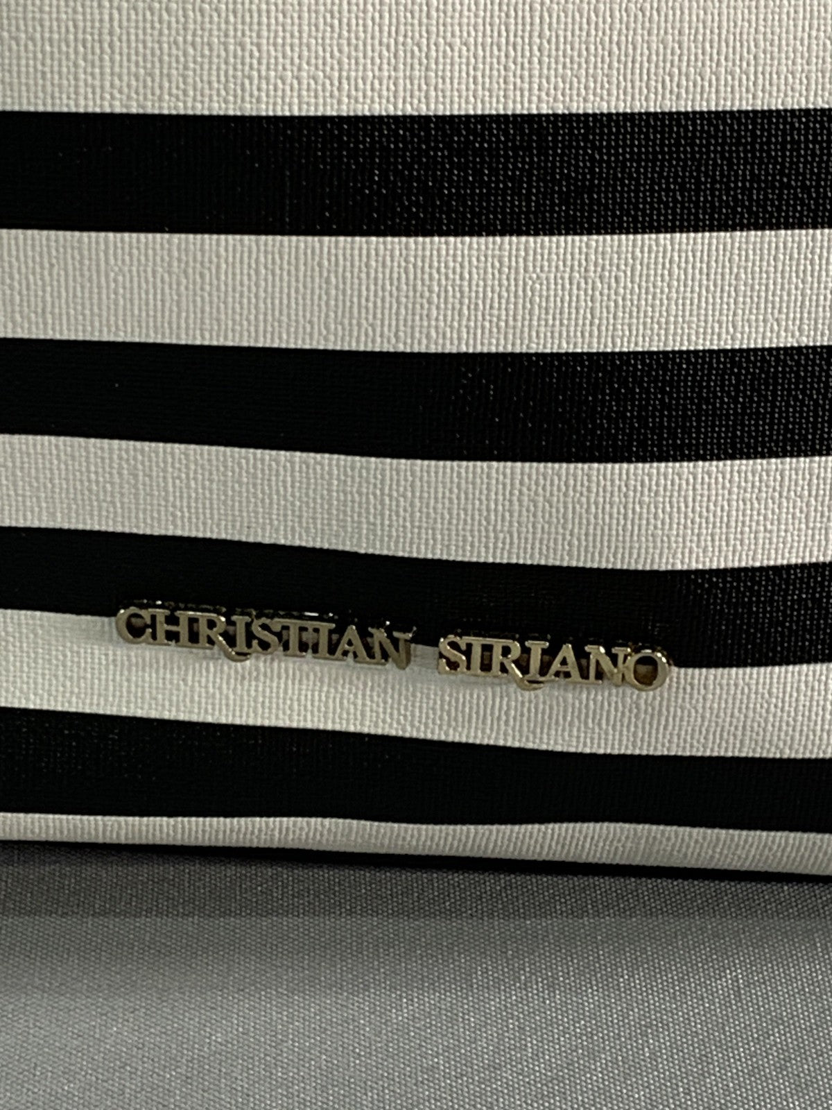 Christian Siriano for Payless Crossbody Bag Womens Black White Stripe Bow Purse