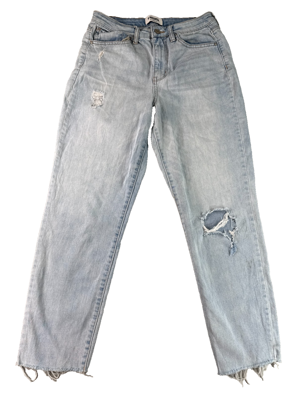 RSQ Vintage Mom Jeans Womens 29 Light Wash Distressed Raw Hem Denim Pants