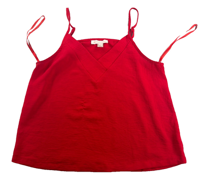 Monteau Los Angeles Red Double Strap Cami Tank Top Women Large V Neck Flowy