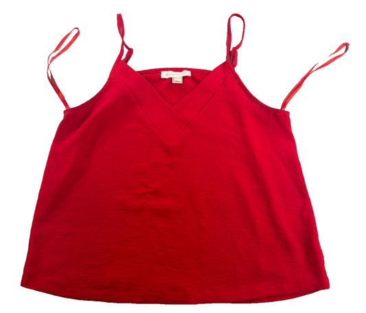 Monteau Los Angeles Red Double Strap Cami Tank Top Women Large V Neck Flowy