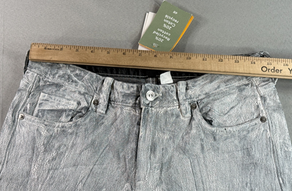 H&M White Crackle Coated Jeans Womens 4 Straight Leg High Rise Festival