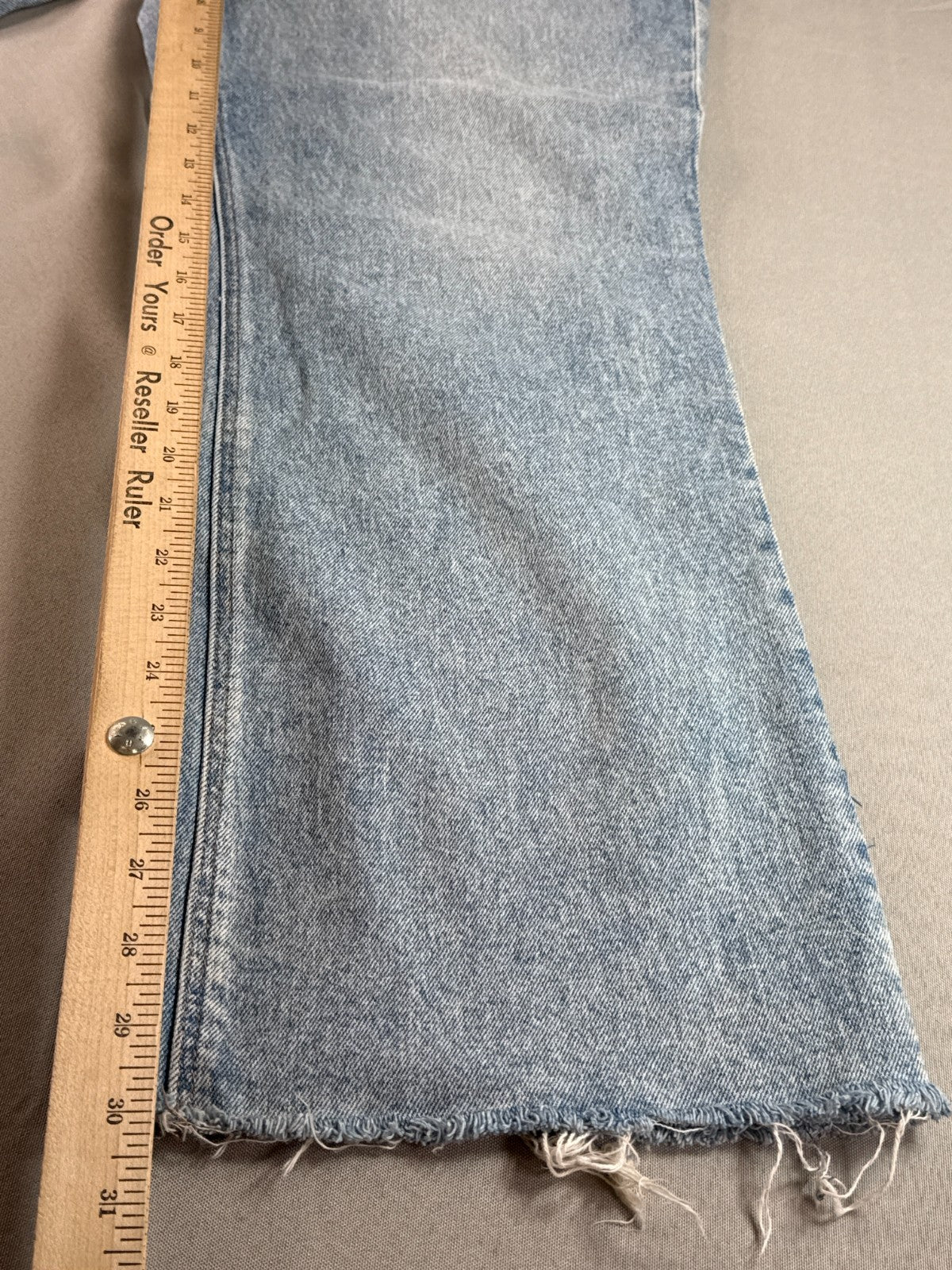 American Eagle Stretch Flare Jeans Women 38x30 Raw Hem Light Wash Denim