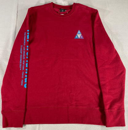 HUF Prism TT Crewneck Sweatshirt Mens M Red Pullover PF00399 Worldwide Graphic