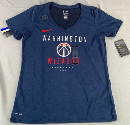 Nike Dri-Fit Washington Wizards 1963 Tee Blue V-Neck Womens M NBA Athletic NWT