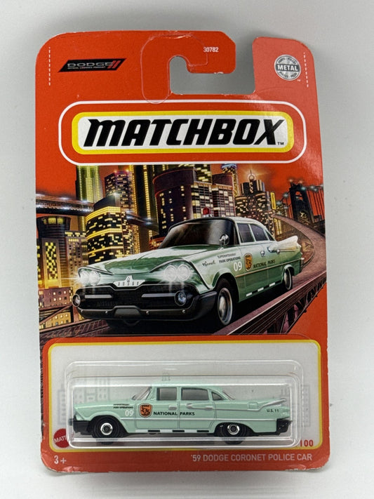 Matchbox 59 Dodge Coronet Police Diecast Car 1:64 Scale Green Metal Toy