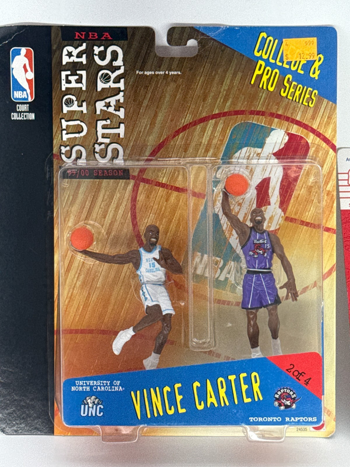 NBA SUPER STARS VINCE CARTER UNC &amp; RAPTORS COLLEGE &amp; PRO SERIES 1999 NWT