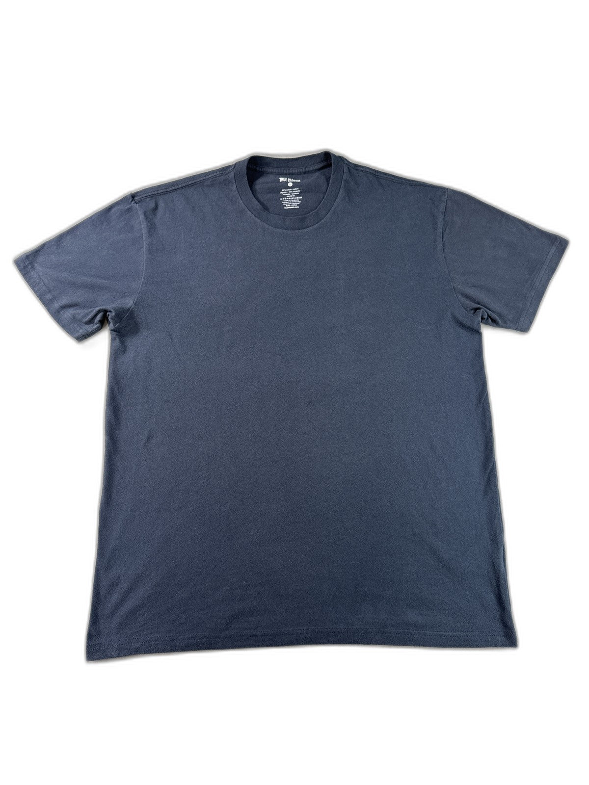 True Classic Crewneck Short Sleeve Tee Mens L Navy Blue Cotton Basic Solid Neck